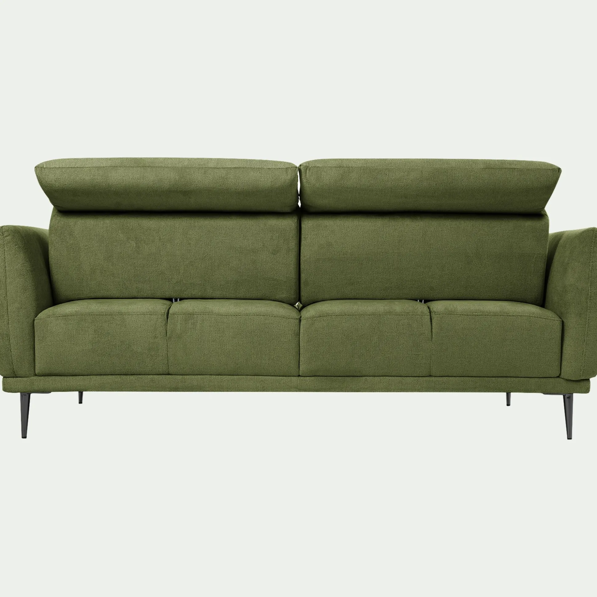 Canapé 3 places fixe en tissu memphis avec fonction avance-recul - vert cèdre