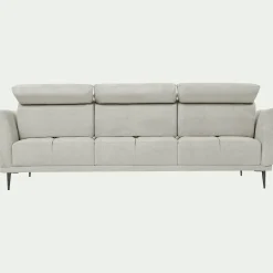 Canapé 4 places fixe en tissu memphis avec fonction avance-recul - beige roucas