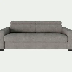 Canapé 3 places fixe en tissu monclar avec accoudoirs 20cm - taupe