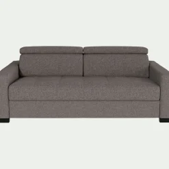 Canapé 3 places fixe en tissu pop avec accoudoirs 15cm - taupe