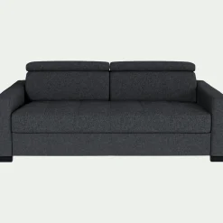 Canapé 3 places fixe en tissu pop avec accoudoirs 15cm - gris anthracite