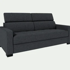 Canapé 3 places fixe en tissu pop avec accoudoirs 15cm - gris anthracite