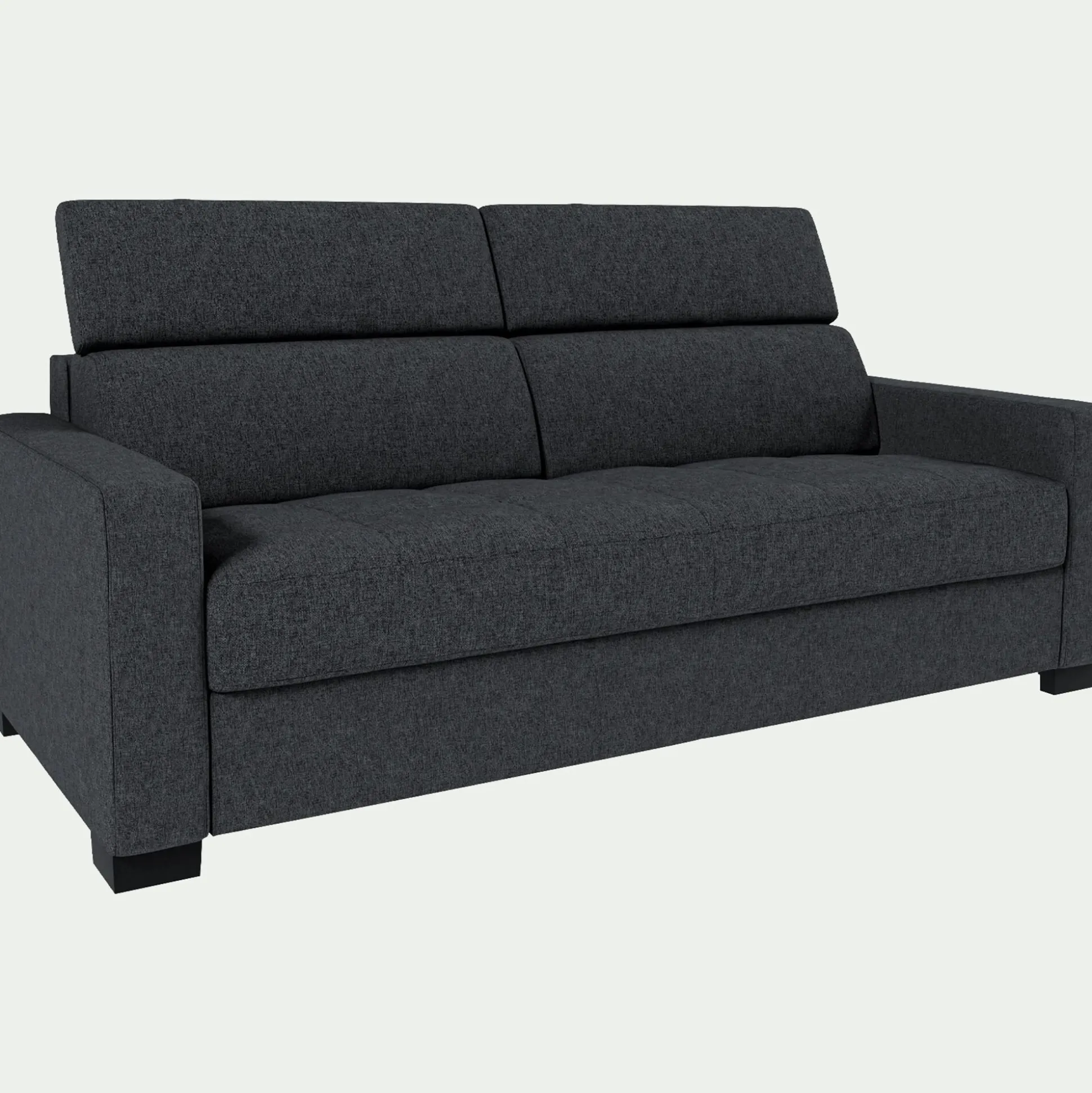 Canapé 3 places fixe en tissu pop avec accoudoirs 15cm - gris anthracite