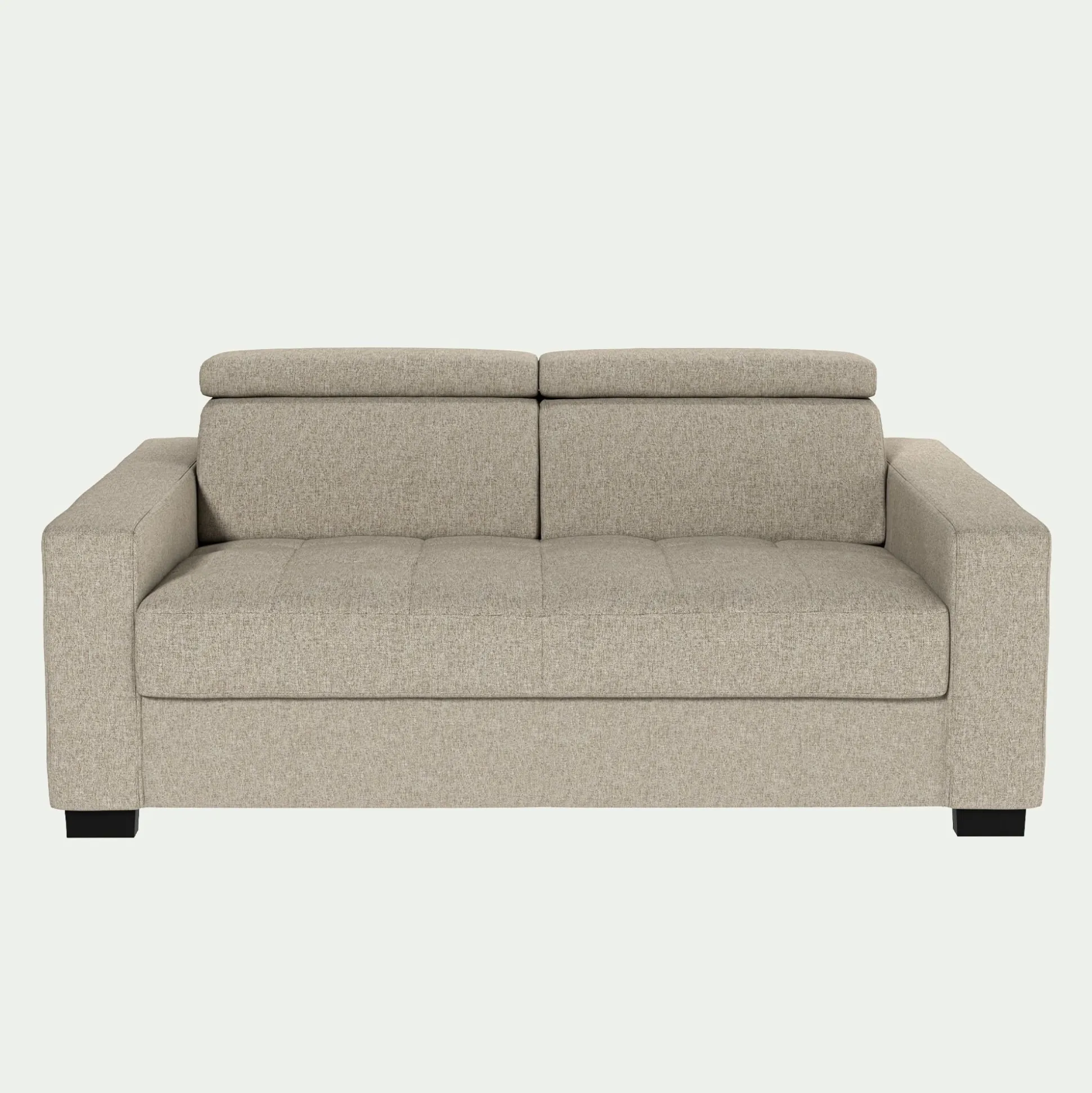Canapé 2 places fixe en tissu pop avec accoudoirs 20cm - beige