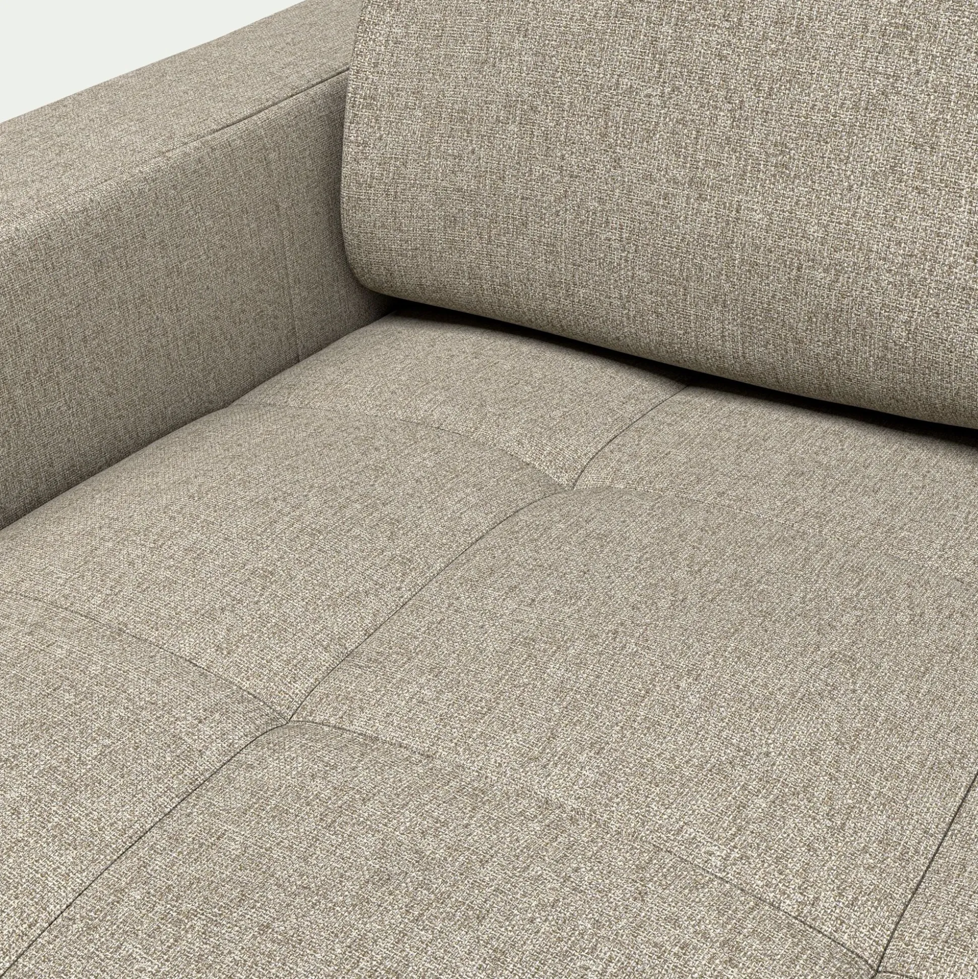 Canapé 2 places fixe en tissu pop avec accoudoirs 20cm - beige