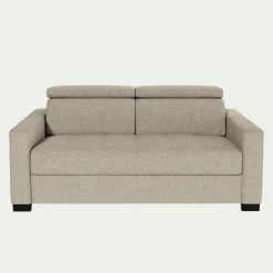 Canapé 2 places fixe en tissu pop avec accoudoirs 15cm - beige