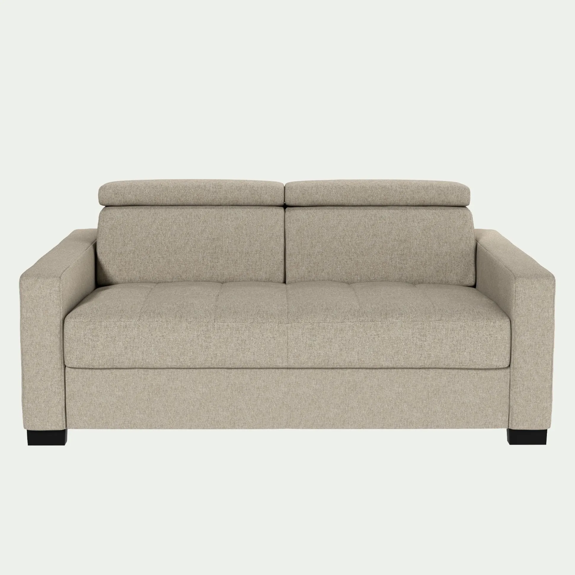 Canapé 2 places fixe en tissu pop avec accoudoirs 15cm - beige