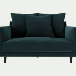 Canapé 1,5 places fixe en tissu velvet - bleu foncé