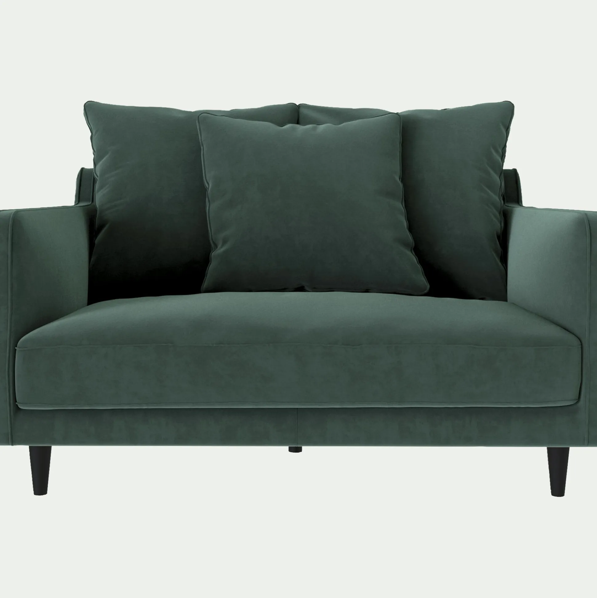 Canapé 1,5 places fixe en tissu velvet - vert sauge