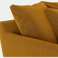 Canapé 2 places fixe en tissu velvet - jaune argan