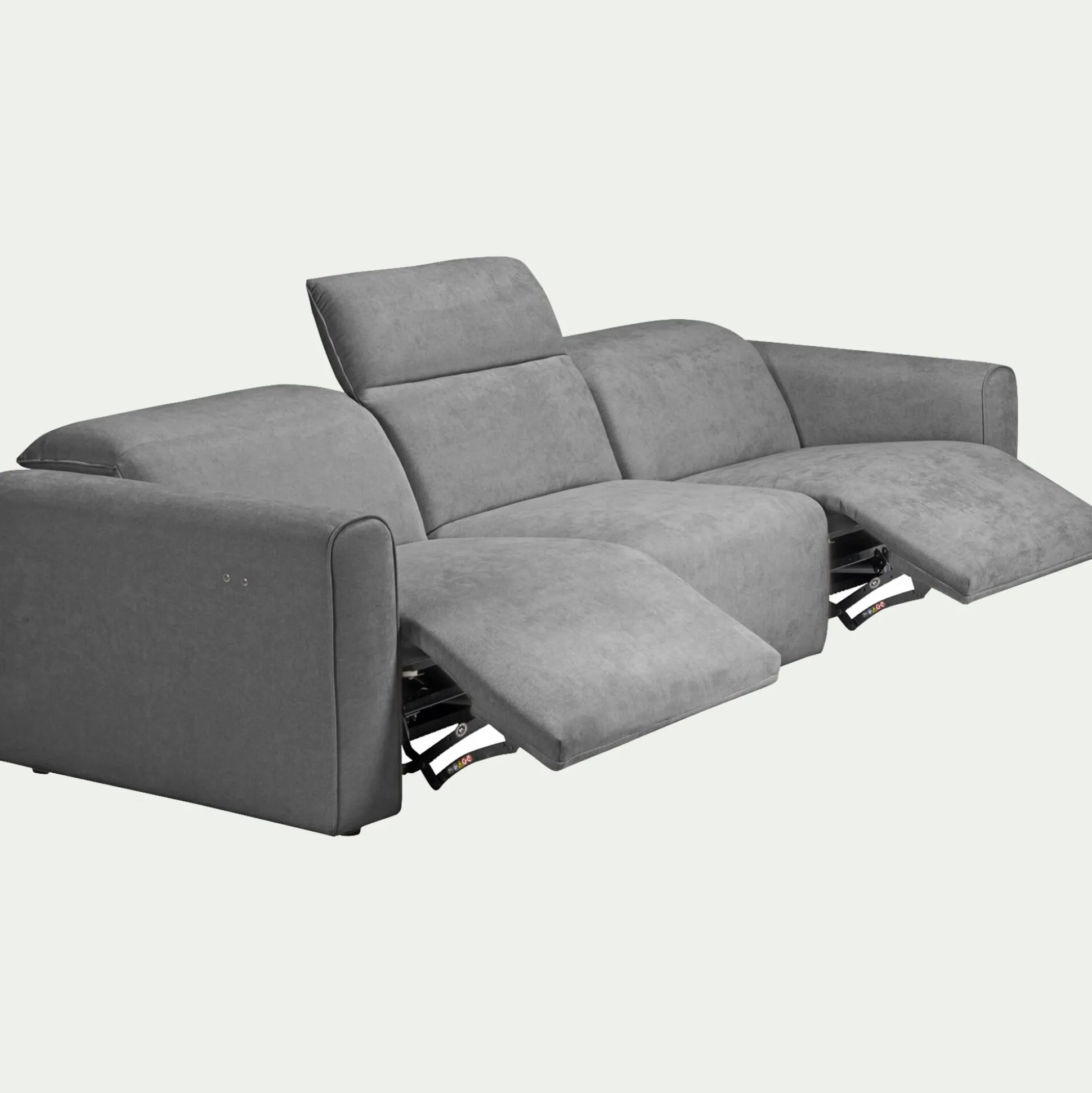 Canapé 5 places 2 relax en tissu - gris moyen