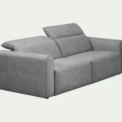Canapé 3 places relax gauche en tissu - gris moyen