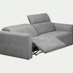 Canapé 3 places relax gauche en tissu - gris moyen