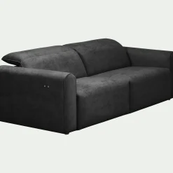 Canapé 3 places relax gauche en tissu - gris anthracite