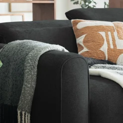 Canapé 5 places relax gauche en tissu - gris anthracite