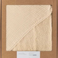 Cape de bain en éponge bio 75x75cm - beige écru