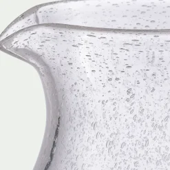 Carafe avec anse en verre bullé 1,5L - transparent