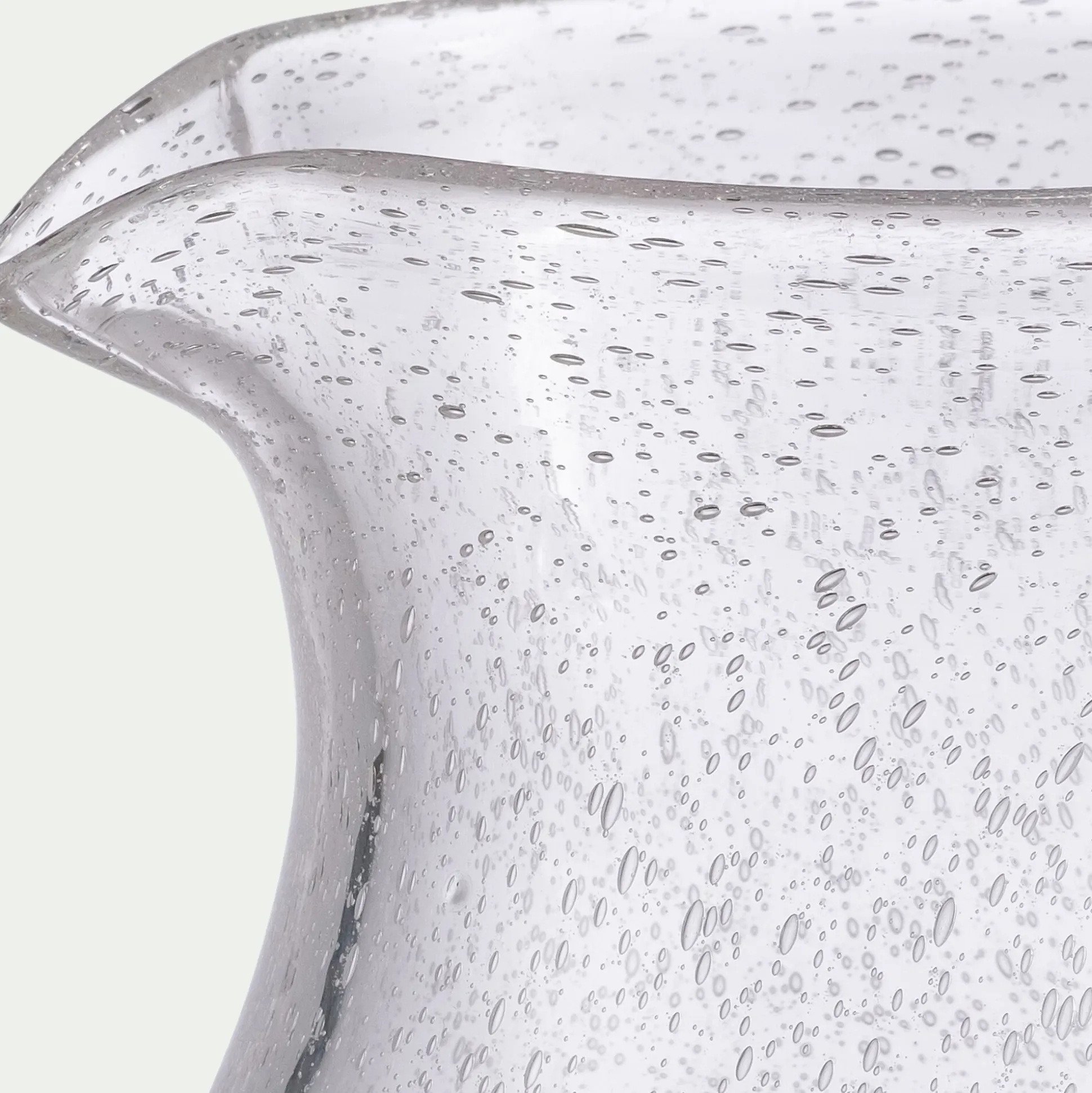 Carafe avec anse en verre bullé 1,5L - transparent