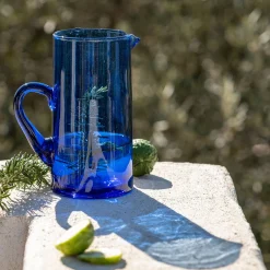 Carafe avec anse en verre recyclé 1,1L - bleu