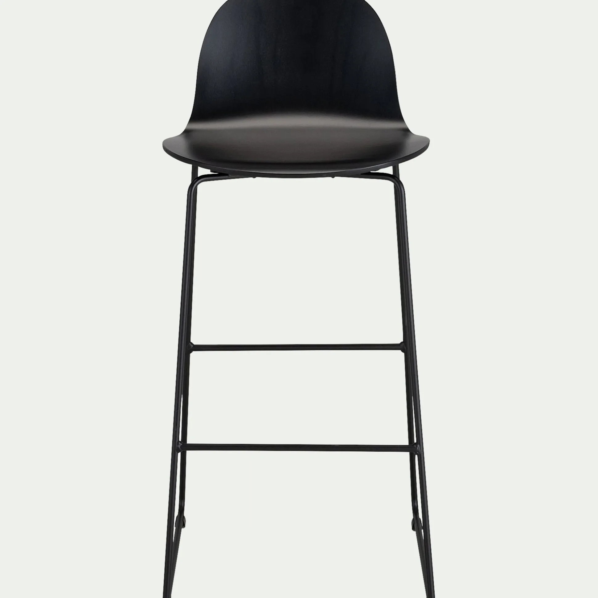 Chaise de bar avec coque en contreplaqué moulé de hêtre - noir H66cm