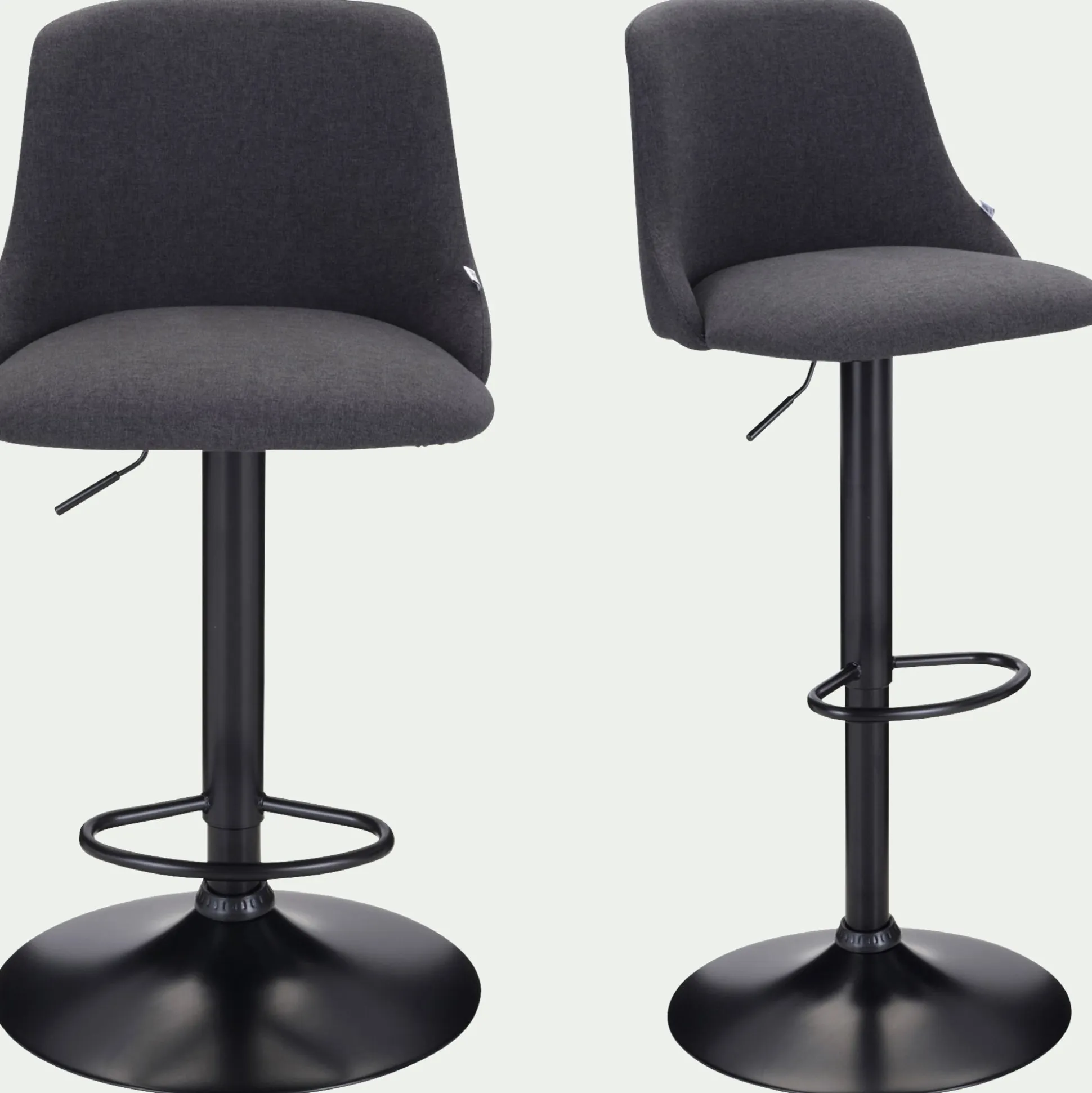 Chaise de bar en acier et tissu H63,5cm - gris