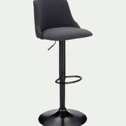 Chaise de bar en acier et tissu H63,5cm - gris