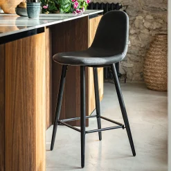 Chaise de bar en simili - noir H66cm