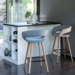 Chaise de bar en tissu avec accoudoirs H65,5cm - gris borie