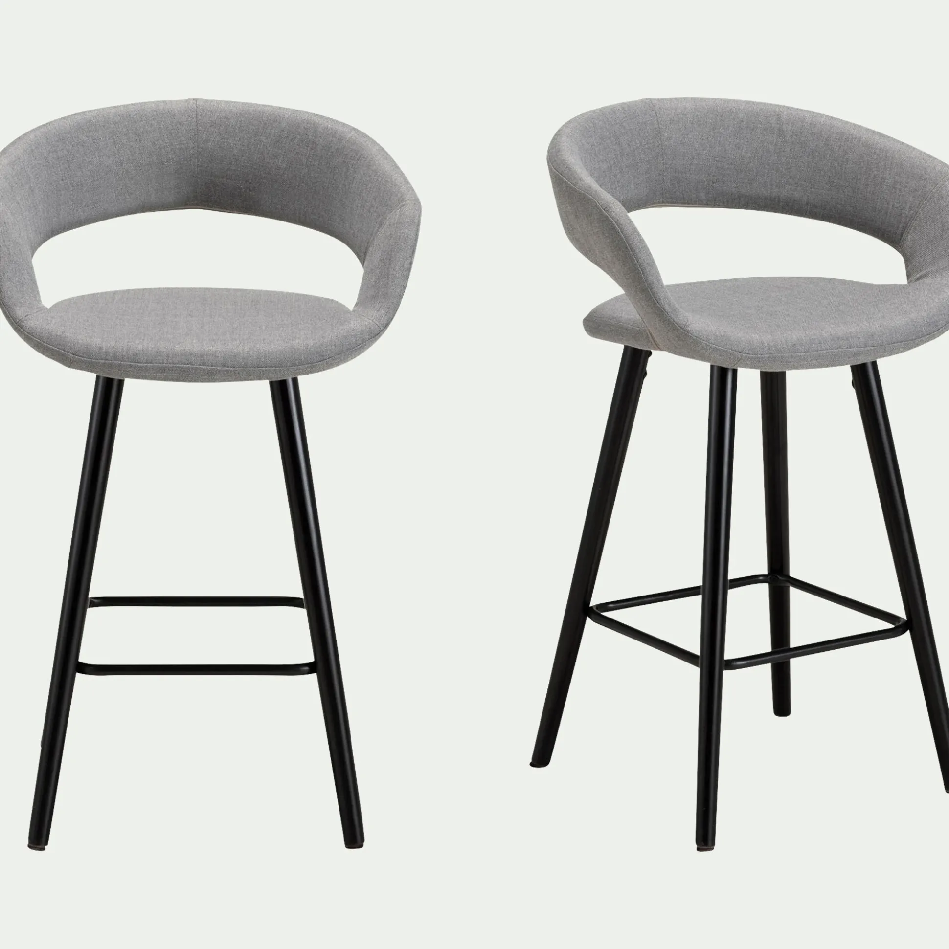 Chaise de bar en tissu avec accoudoirs H65,5cm - gris borie