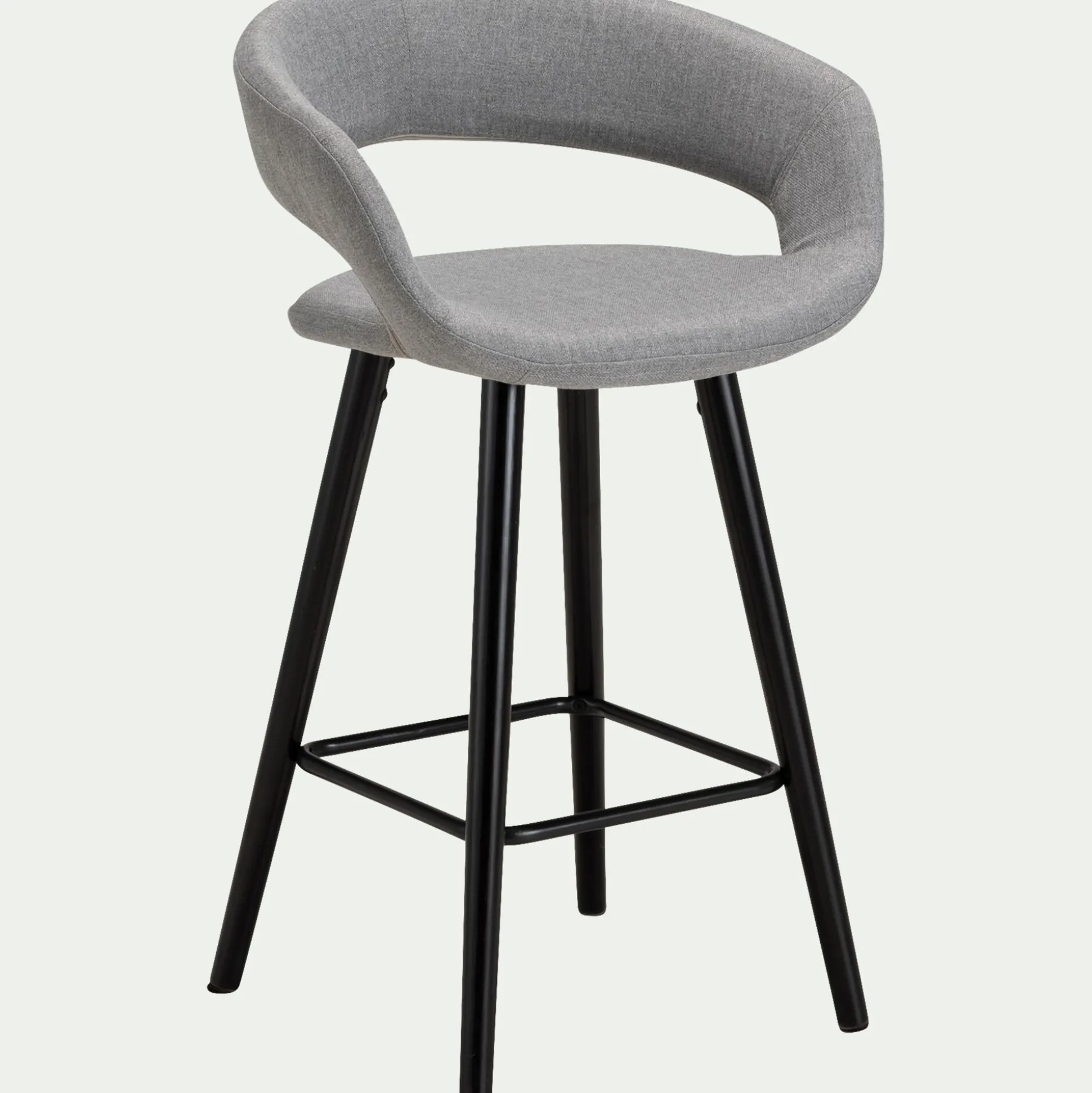 Chaise de bar en tissu avec accoudoirs H65,5cm - gris borie