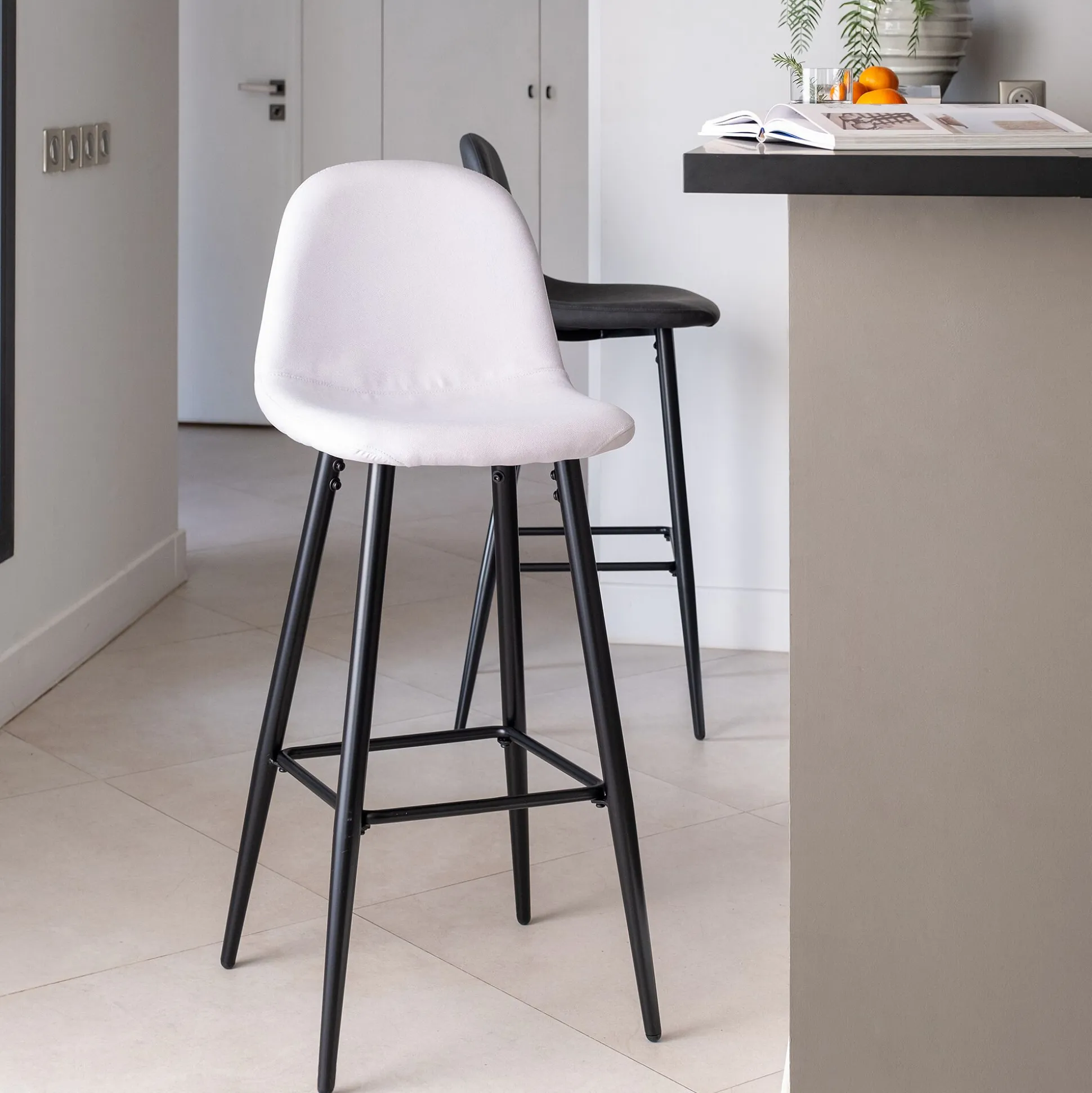 Chaise de bar H75cm - gris borie
