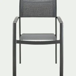 Chaise de jardin avec accoudoirs en aluminium et textilène - gris