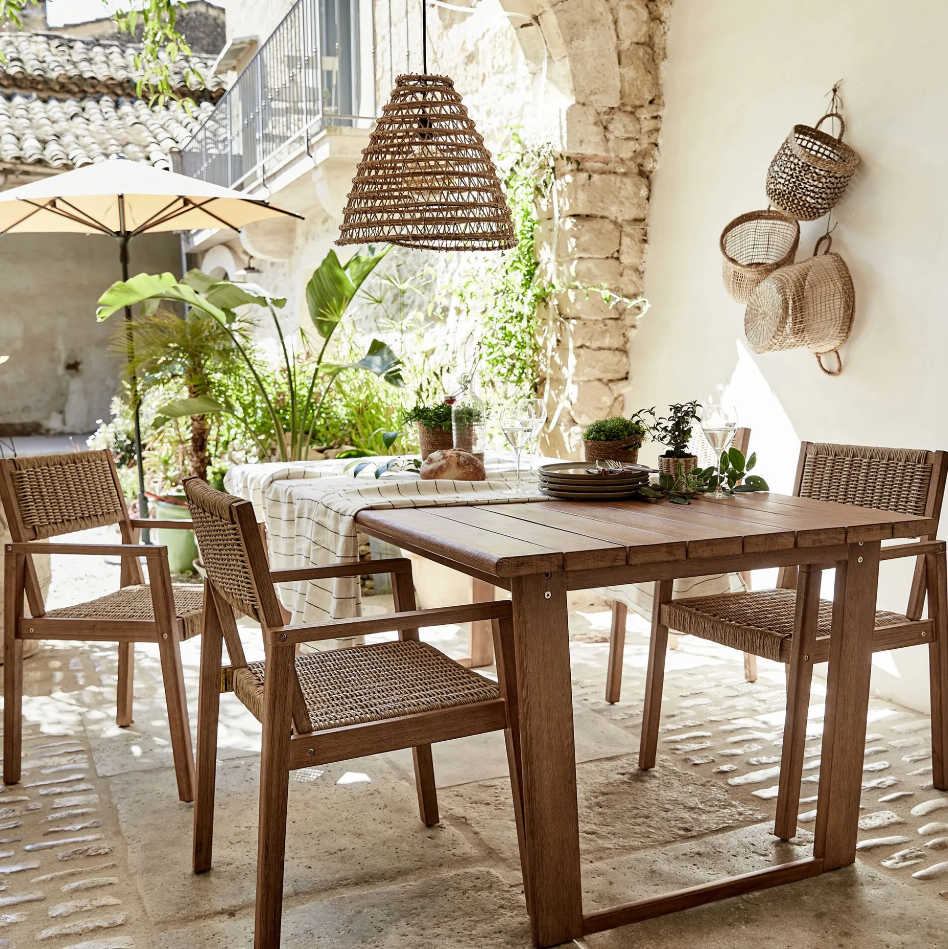 Chaise de jardin avec accoudoirs en acacia - bois foncé