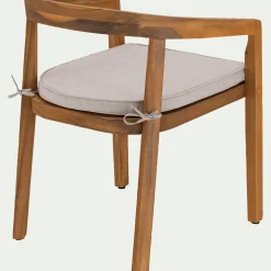 Chaise de jardin avec accoudoirs en acacia avec coussin - bois clair