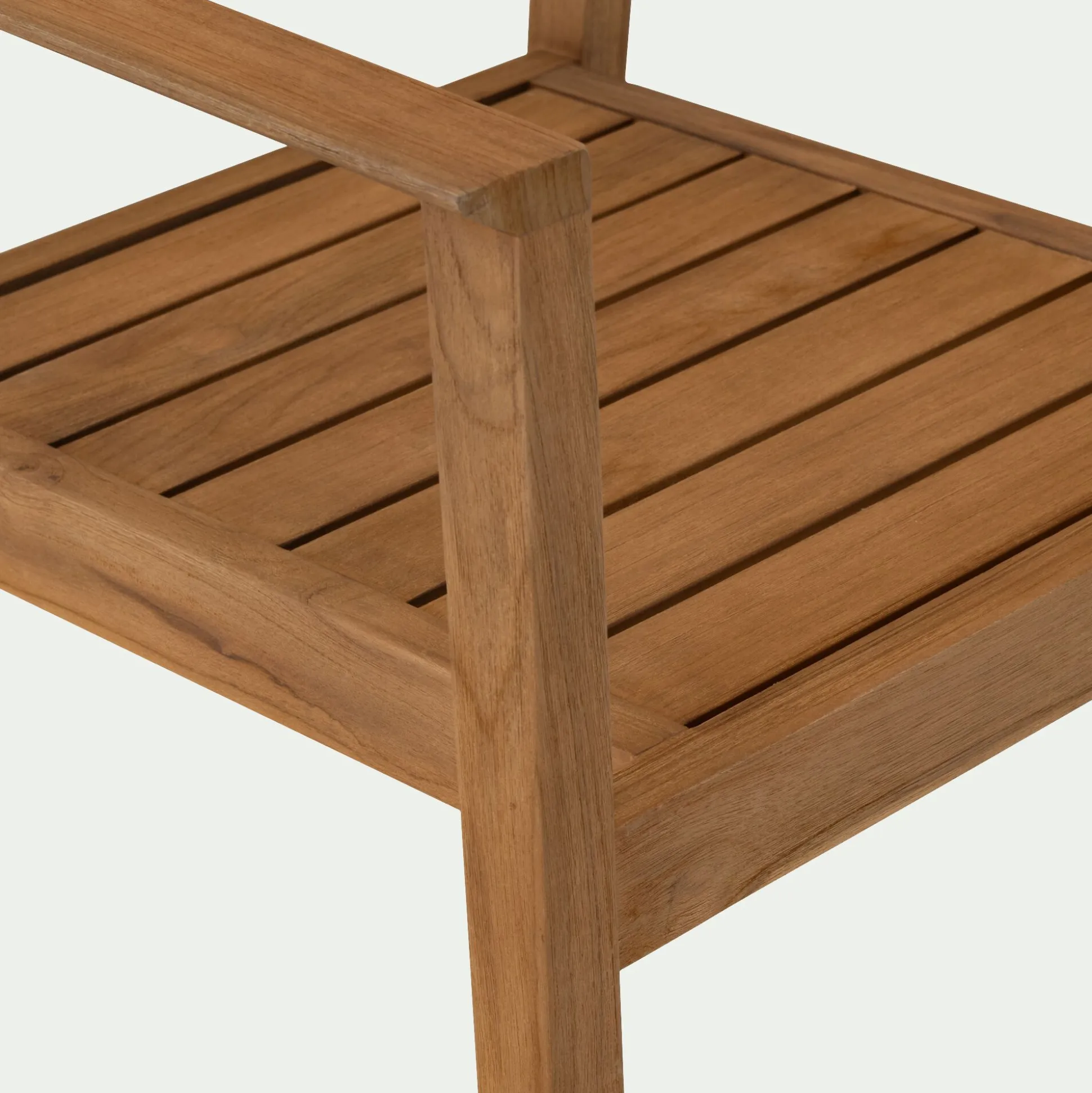 Chaise de jardin avec accoudoirs en teck FSC et cordage - bois clair