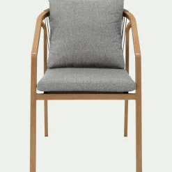 Chaise de jardin avec accoudoirs en aluminium effet bois - gris