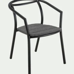 Chaise de jardin avec accoudoirs en aluminium - noir