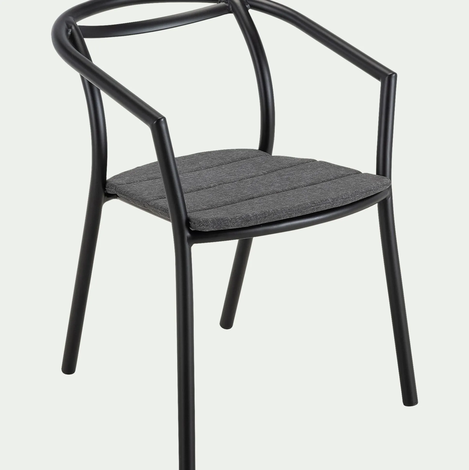 Chaise de jardin avec accoudoirs en aluminium - noir