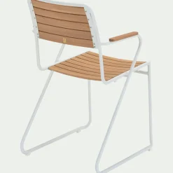 Chaise de jardin avec accoudoirs en aluminium et eucalyptus - blanc