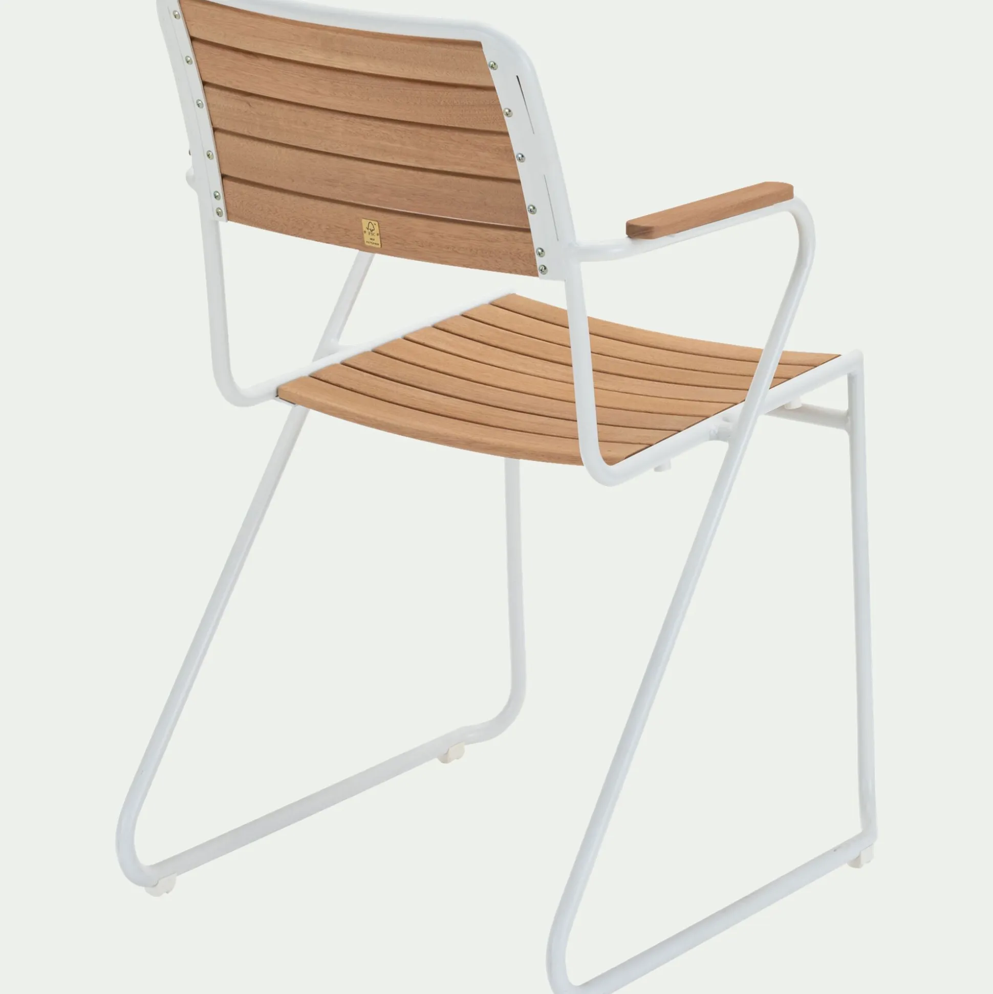 Chaise de jardin avec accoudoirs en aluminium et eucalyptus - blanc