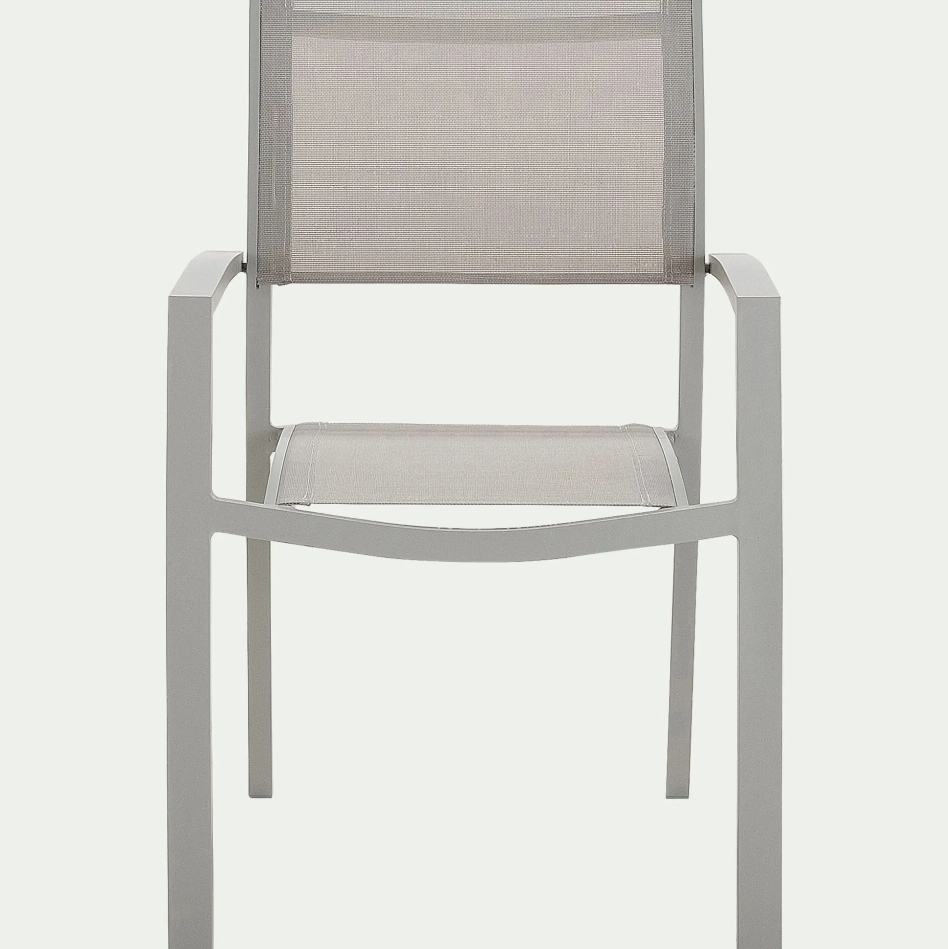 Chaise de jardin empilable avec accoudoirs en textilène - gris vésuve