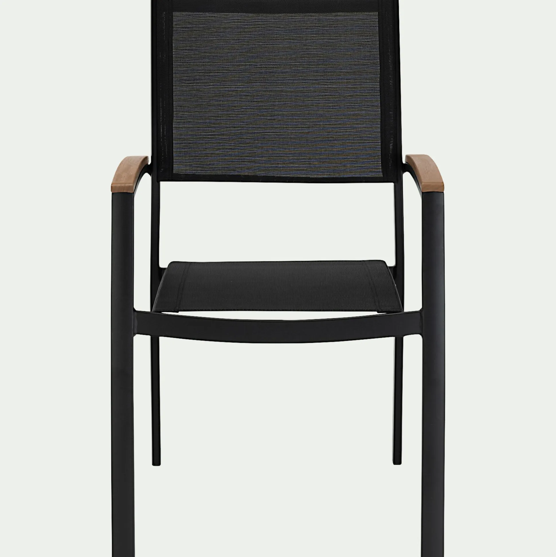 Chaise de jardin empilable avec accoudoirs en aluminium - noir