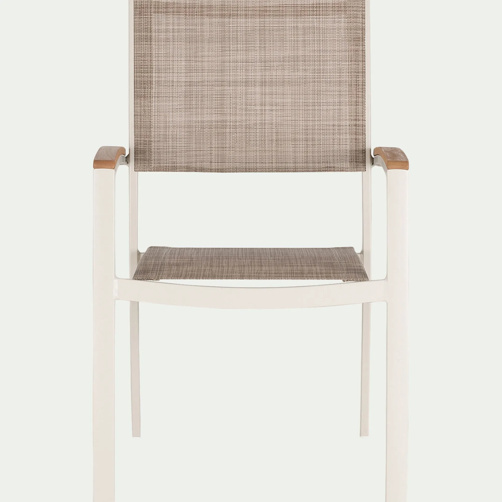 Chaise de jardin empilable avec accoudoirs en aluminium - blanc écru