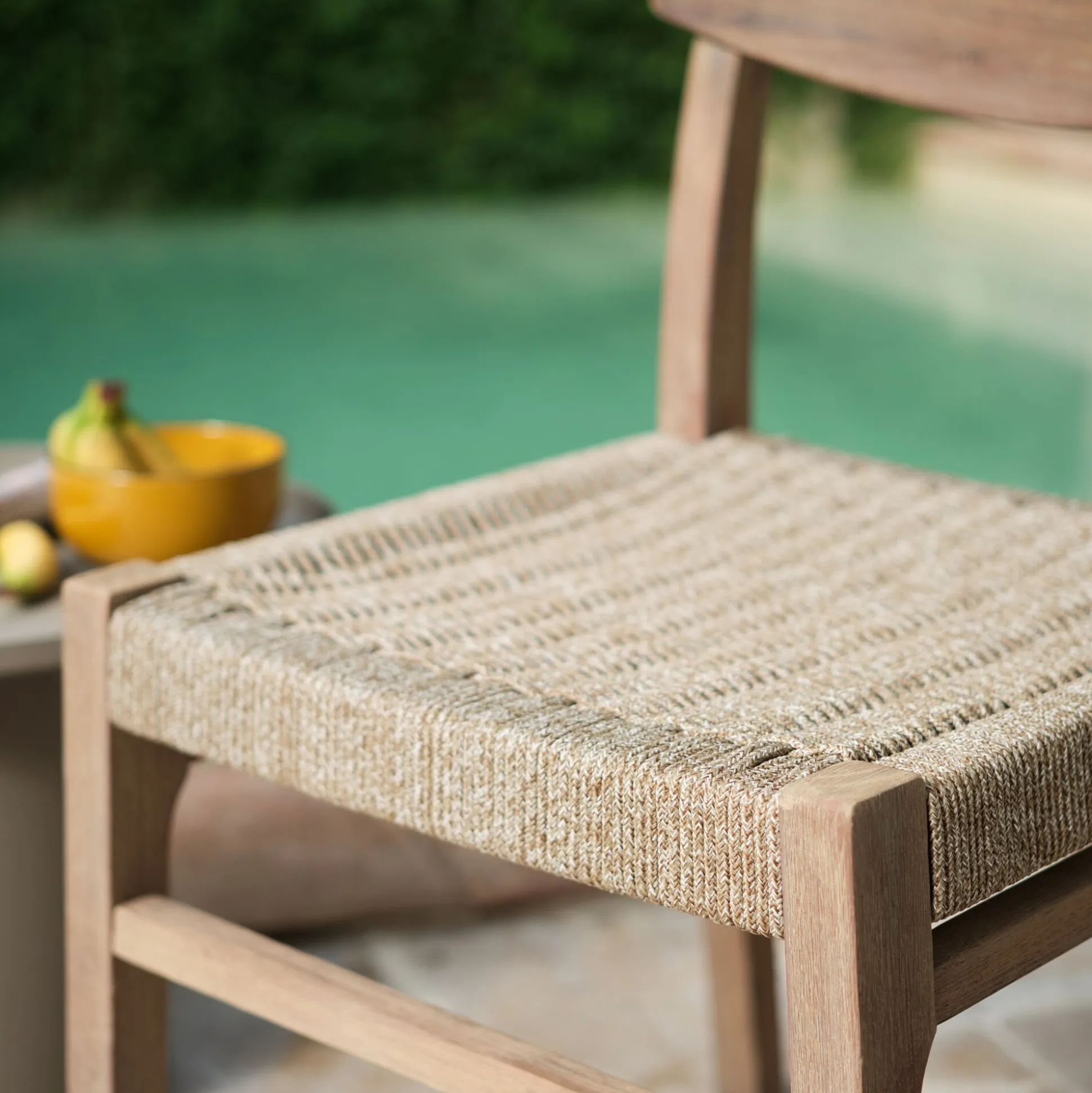 Chaise de jardin en acacia et assise en corde - bois foncé