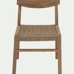 Chaise de jardin en acacia et assise en corde - bois foncé
