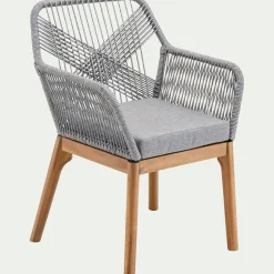 Chaise de jardin en acier et corde - gris