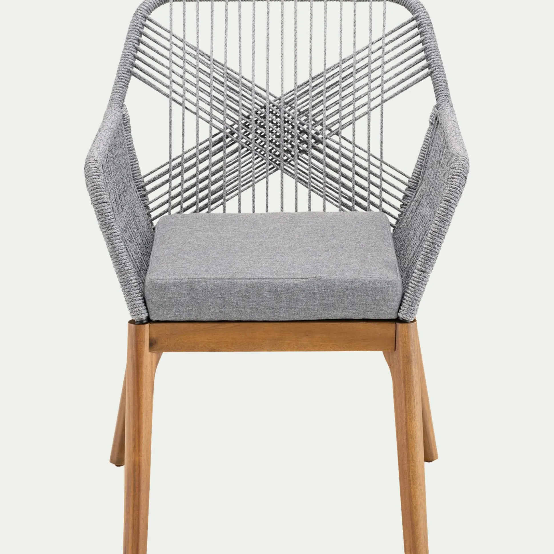 Chaise de jardin en acier et corde - gris