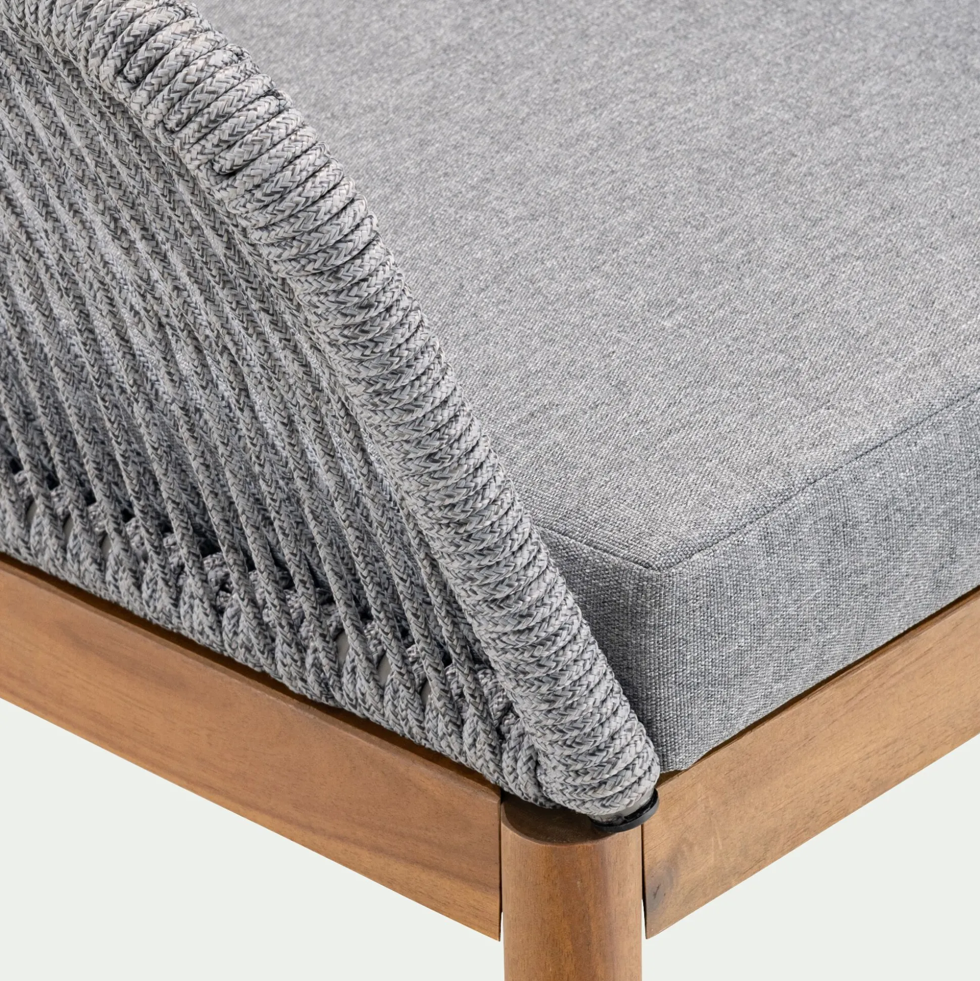 Chaise de jardin en acier et corde - gris