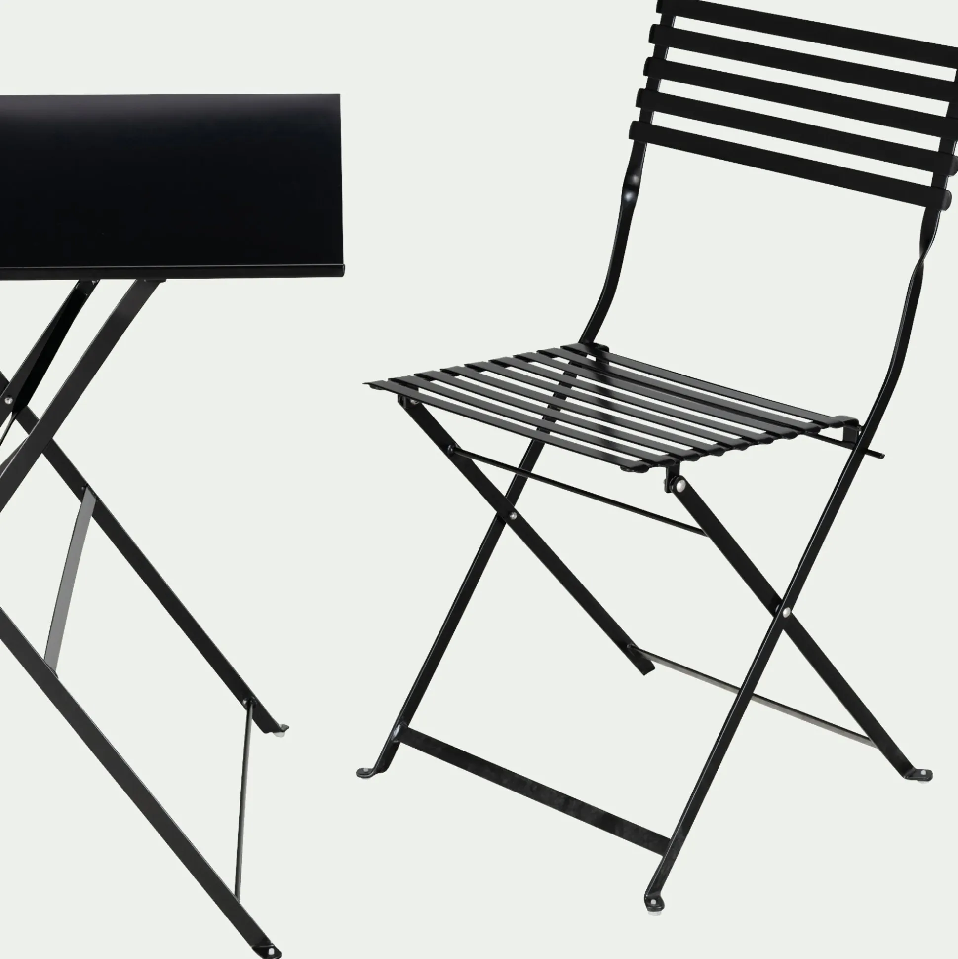 Chaise de jardin pliante en acier - noir