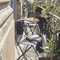 Chaise de jardin pliante en acier - noir